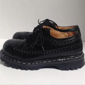 GRIPFAST Broque Oxford Wingtip Steel Toe Loafers Platform Black Gothic Grange 7