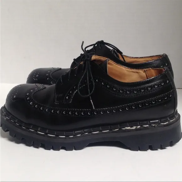 GRIPFAST Broque Oxford Wingtip Steel Toe Loafers Platform Black Gothic Grange 7