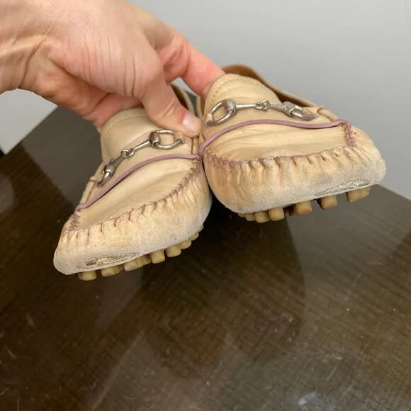 Gucci Horsebit Leather Driver Loafers Shoes Women's 38.5 US 8