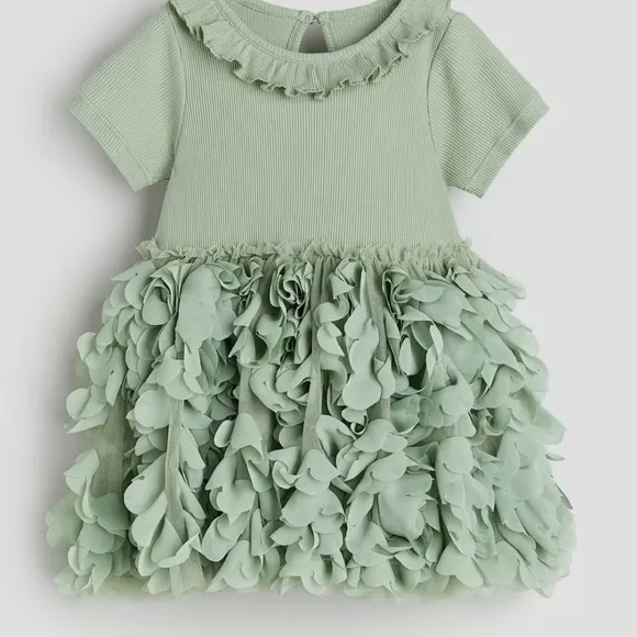 H &amp; M Three Piece Mint Green Ruffly Dress, Shoes and Purse ~ Sz 3T