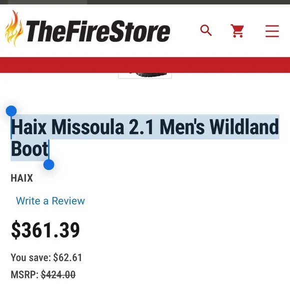 Haix Missoula 2.1 Men’s Wildland Fire Protection Boot sz 13
