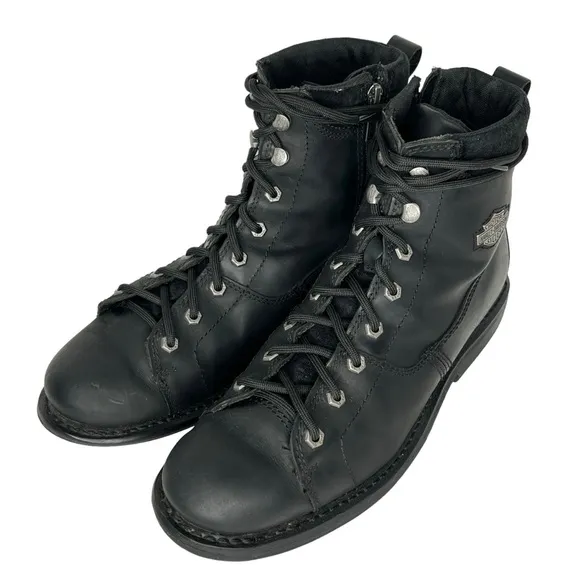 Harley-Davidson Black Griggs 6” Lace Up Motorcycle Leather Boots Size 11.5M