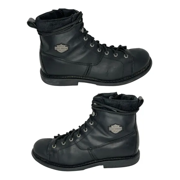 Harley-Davidson Black Griggs 6” Lace Up Motorcycle Leather Boots Size 11.5M