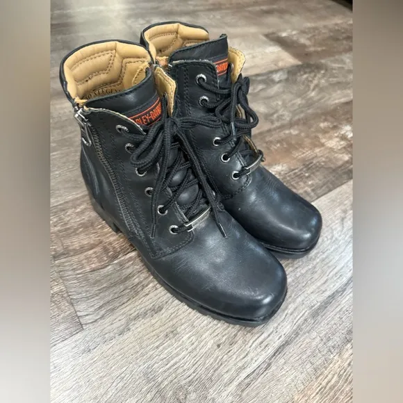 Harley-Davidson Black Leather Ankle Boots