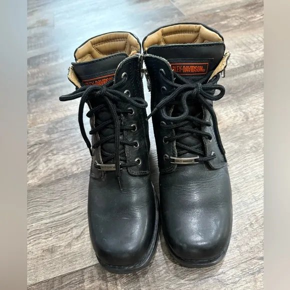 Harley-Davidson Black Leather Ankle Boots