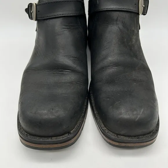 Harley-Davidson Boots Mens Size 10 Biker Black Leather Zip Buckle 94306