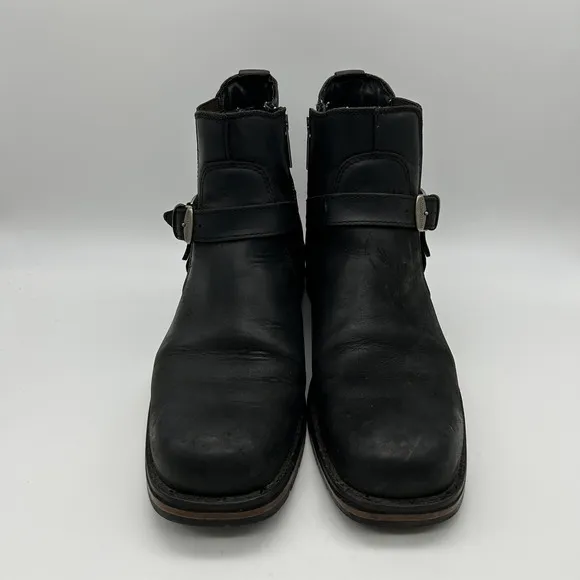 Harley-Davidson Boots Mens Size 10 Biker Black Leather Zip Buckle 94306