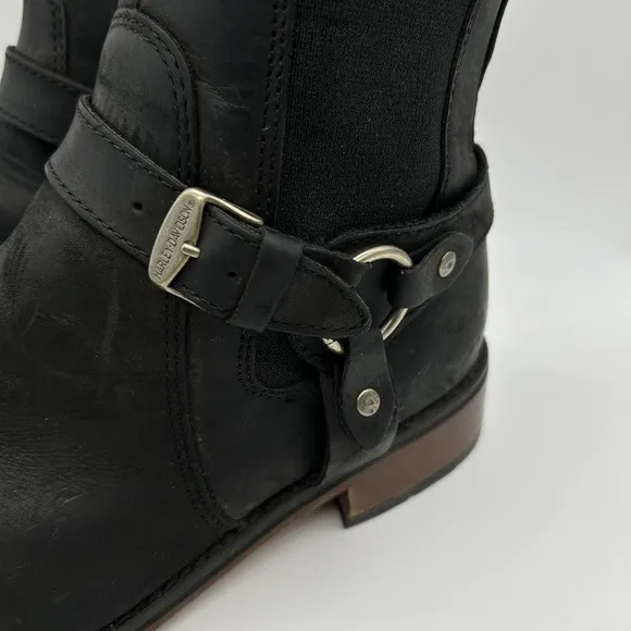 Harley-Davidson Boots Mens Size 10 Biker Black Leather Zip Buckle 94306