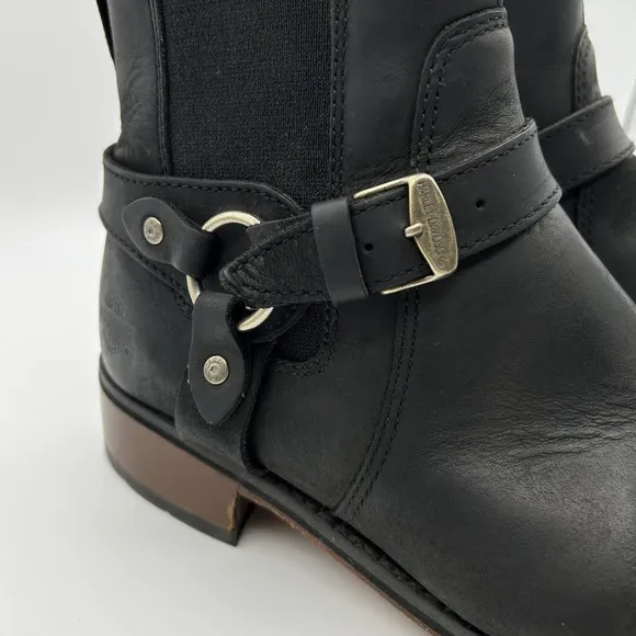 Harley-Davidson Boots Mens Size 10 Biker Black Leather Zip Buckle 94306