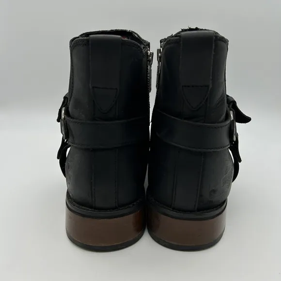 Harley-Davidson Boots Mens Size 10 Biker Black Leather Zip Buckle 94306