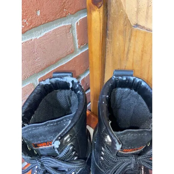 Harley Davidson Faded Glory Black Leather Moto Boots Vtg 1990s Style womens Sz 9