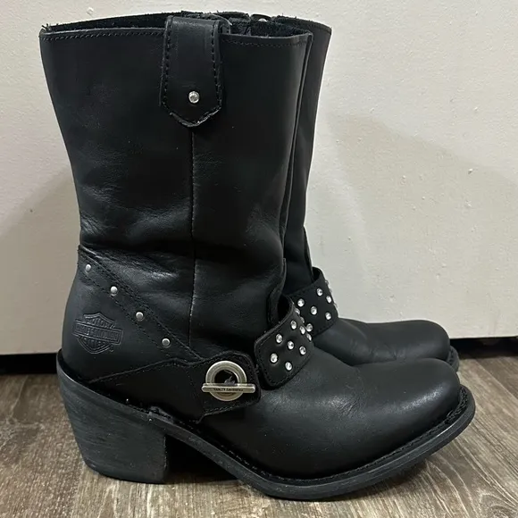 Harley-Davidson Macie 8-Inch Rhinestone Strap Boots