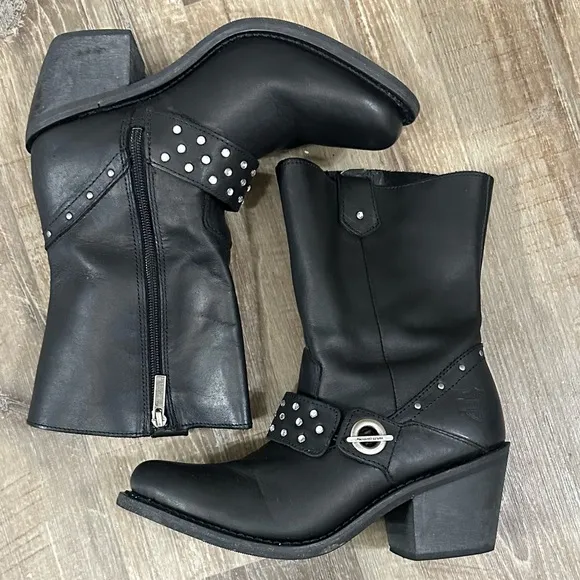 Harley-Davidson Macie 8-Inch Rhinestone Strap Boots