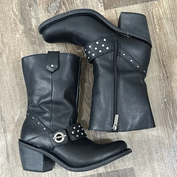 Harley-Davidson Macie 8-Inch Rhinestone Strap Boots