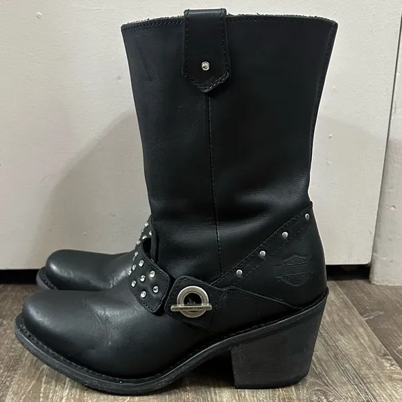 Harley-Davidson Macie 8-Inch Rhinestone Strap Boots