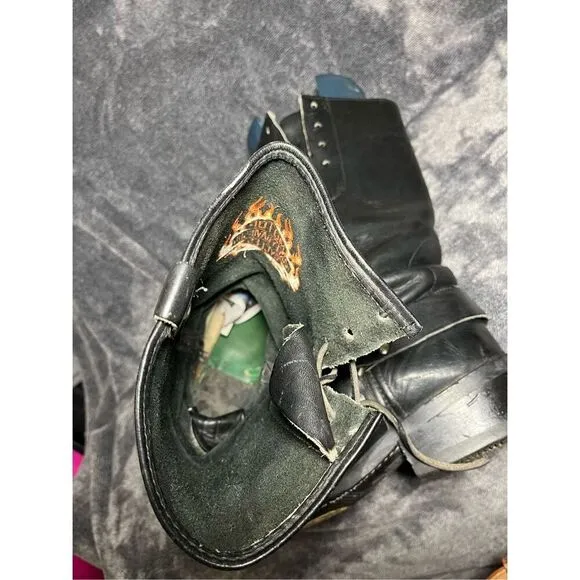 Harley Davidson Black Leather harness embroidered boots 10.5