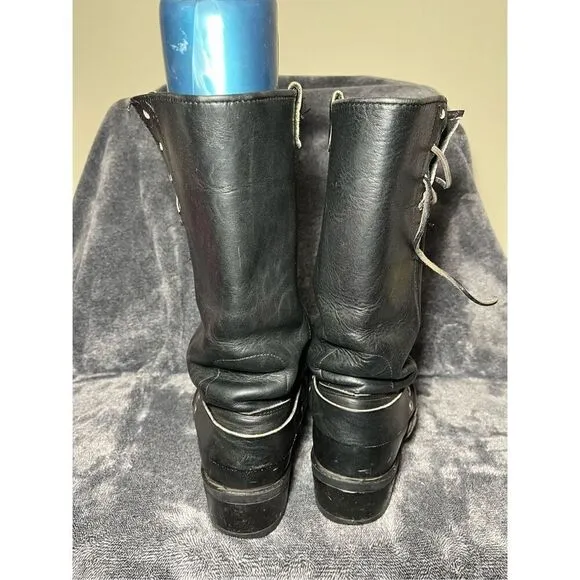 Harley Davidson Black Leather harness embroidered boots 10.5