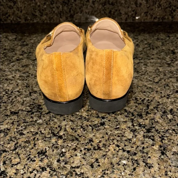 Hassia Mustard Suede Loafers with Gold Accent