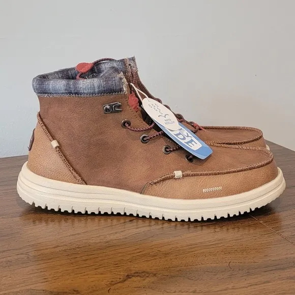 Hey Dude NWT Bradley Cognac Leather Waterproof Boot Comfort Shoes Mens Size 10