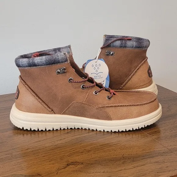 Hey Dude NWT Bradley Cognac Leather Waterproof Boot Comfort Shoes Mens Size 10
