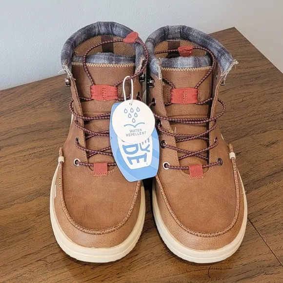 Hey Dude NWT Bradley Cognac Leather Waterproof Boot Comfort Shoes Mens Size 10