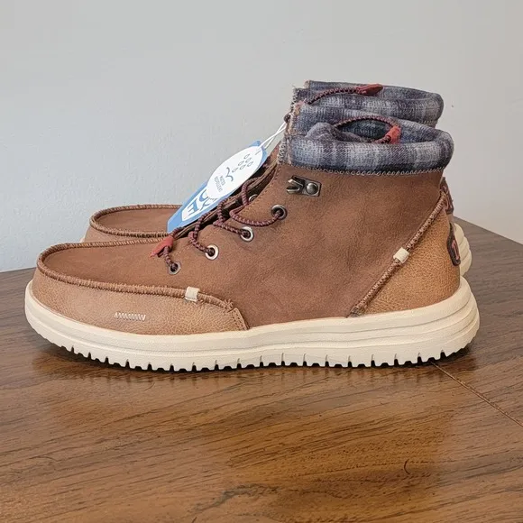 Hey Dude NWT Bradley Cognac Leather Waterproof Boot Comfort Shoes Mens Size 10
