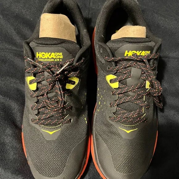 Hoka Men's Black and Orange Running Shoes