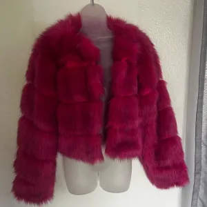 Hot Pink Faux Fur Coat Missguided Size 12 Barbiecore Glam Grunge Y2K Statement