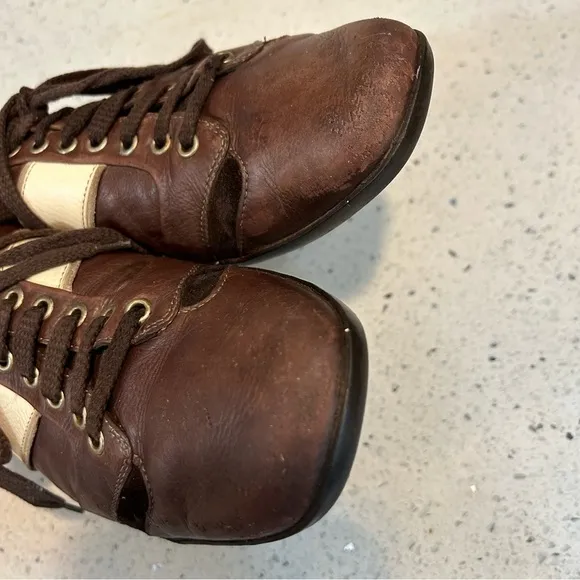 Hugo Boss Brown Tan Leather Sneakers Casual Lace Up Shoes​​