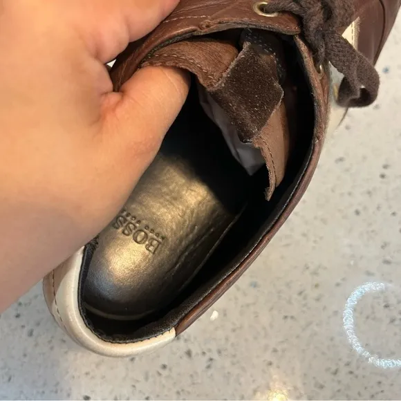 Hugo Boss Brown Tan Leather Sneakers Casual Lace Up Shoes​​