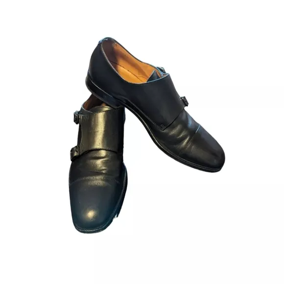 Hugo Boss Men's Double Monk Strap Loafers Leather Dress Shoes Black Size…