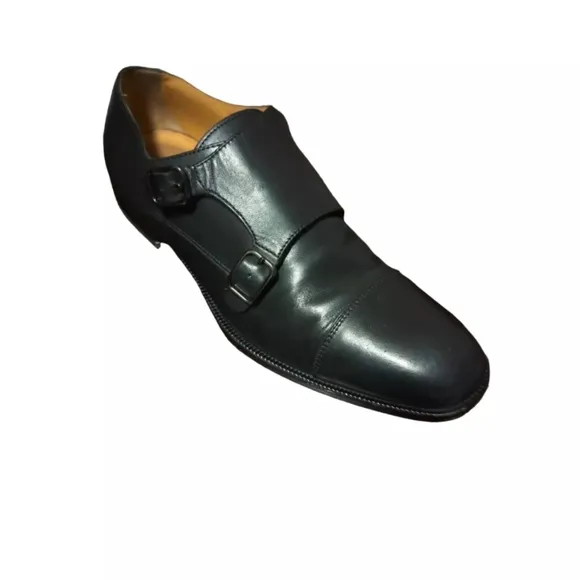 Hugo Boss Men's Double Monk Strap Loafers Leather Dress Shoes Black Size…