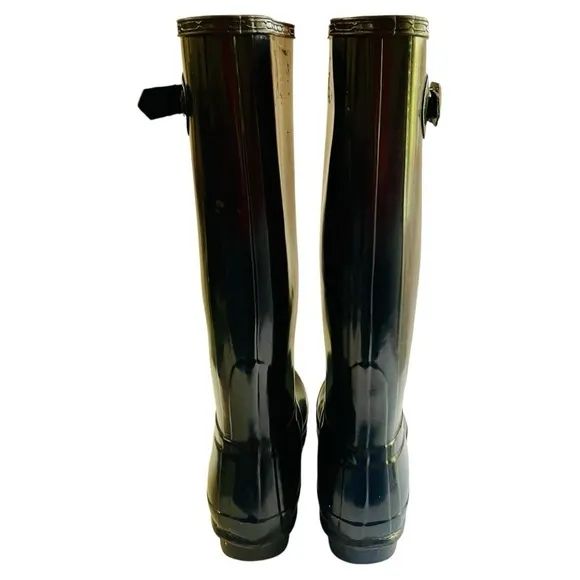 Hunter Black Original Gloss Tall Rain Boots Size 7