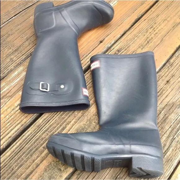 Hunter Navy Blue Rain Boots Wellies Kids Sz 2 EU 33 Rubber Shoes Unisex