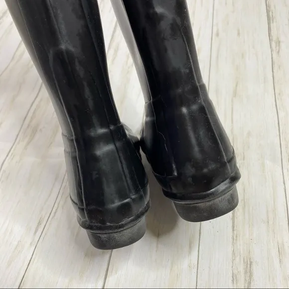 Hunter Orange Red and Black Color Block Rubber Rain Boots