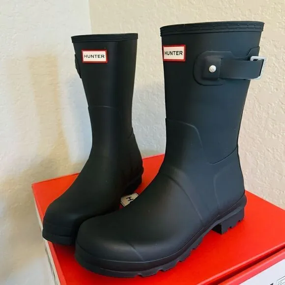 HUNTER Original Short Waterproof Rain Boot, Rubber Black, Sizes 9 - 13, NWT