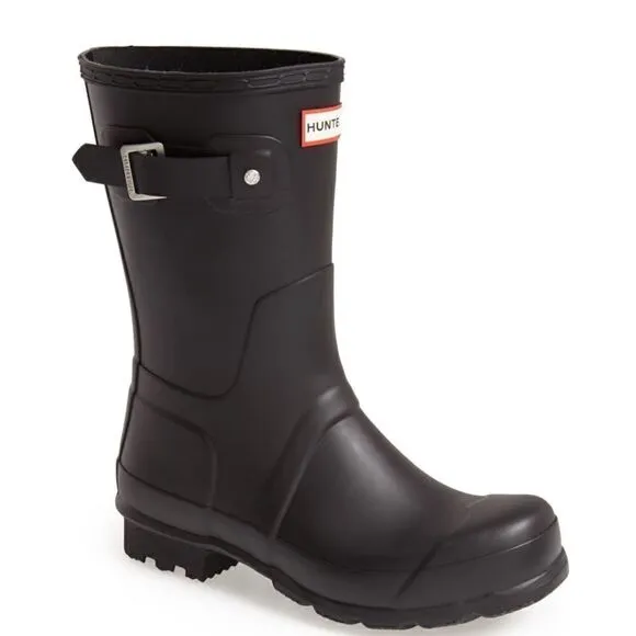 HUNTER Original Short Waterproof Rain Boot, Rubber Black, Sizes 9 - 13, NWT