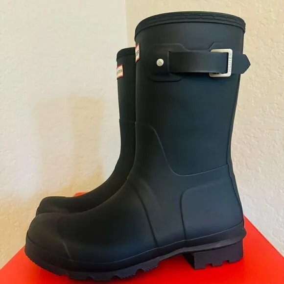 HUNTER Original Short Waterproof Rain Boot, Rubber Black, Sizes 9 - 13, NWT