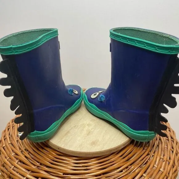 Hunter Sea Monster Rain Boots Blue Alien Blue Slip On Rubber Outdoor Kids Boy 8