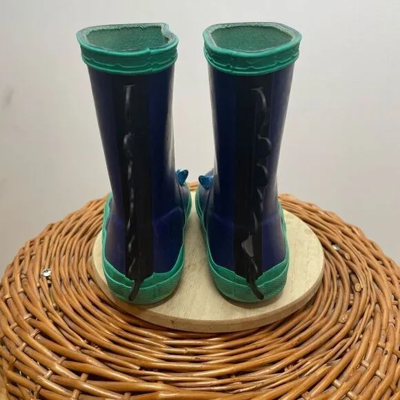 Hunter Sea Monster Rain Boots Blue Alien Blue Slip On Rubber Outdoor Kids Boy 8