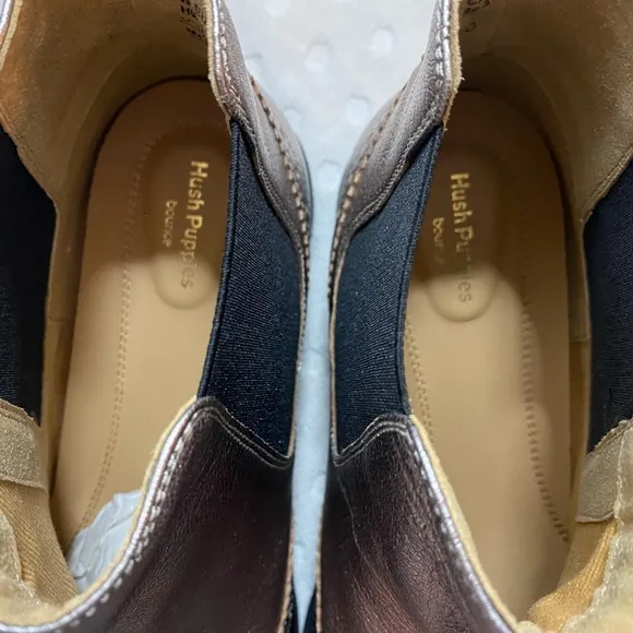 Hush puppies Metallic gunmetal Bailey Chelsea wingtip brogues