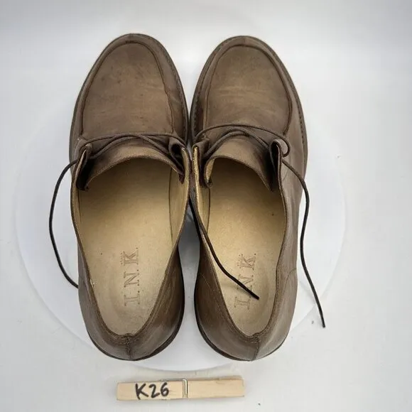 I. N. K. Shoes Italy Derby Men Size 9 EU 42 Lace Up Dress Shoes Brown Leather