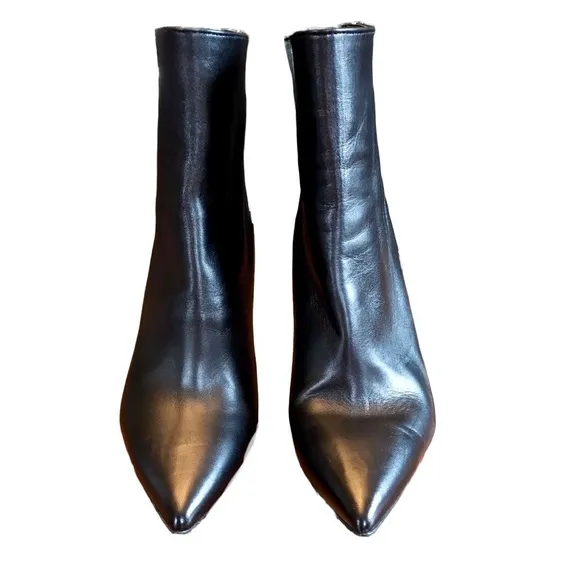 IDENTITA BLACK &amp; WHITE ANIMAL PRINT BACK &quot;CANDICE&quot; STILETTO HEEL BOOTS (37)