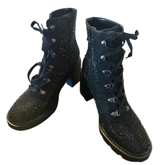 INC International Concepts Shada Embellished Lace-Up Combat Boots NEW 10.5