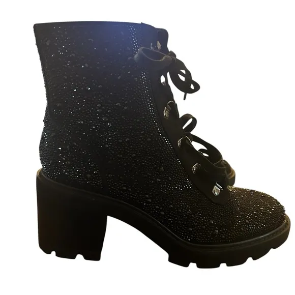 INC International Concepts Shada Embellished Lace-Up Combat Boots NEW 10.5