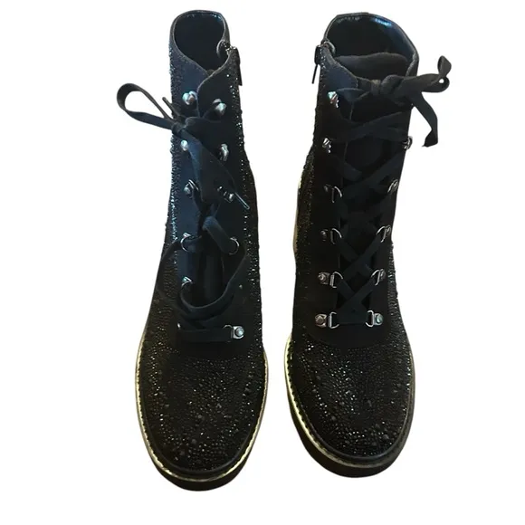 INC International Concepts Shada Embellished Lace-Up Combat Boots NEW 10.5