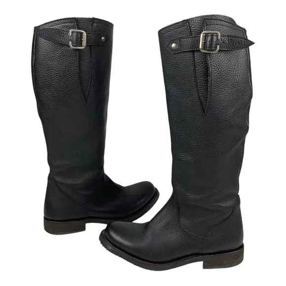 Independent Boot Co McKinley Black Pebbled Leather Boots Sz 8