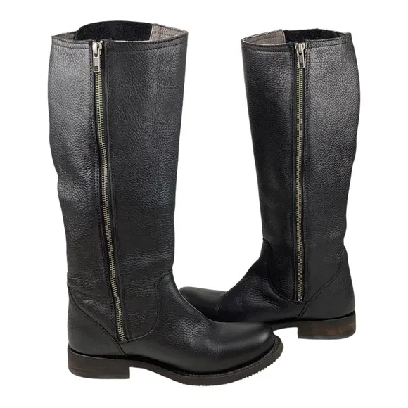 Independent Boot Co McKinley Black Pebbled Leather Boots Sz 8