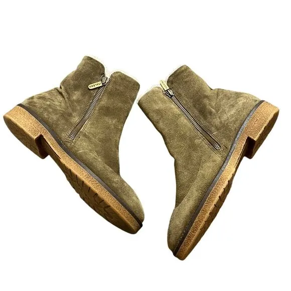 Italeau‎ Waterproof Fiorella Shearling Booties Dark Green Shoes Size 8