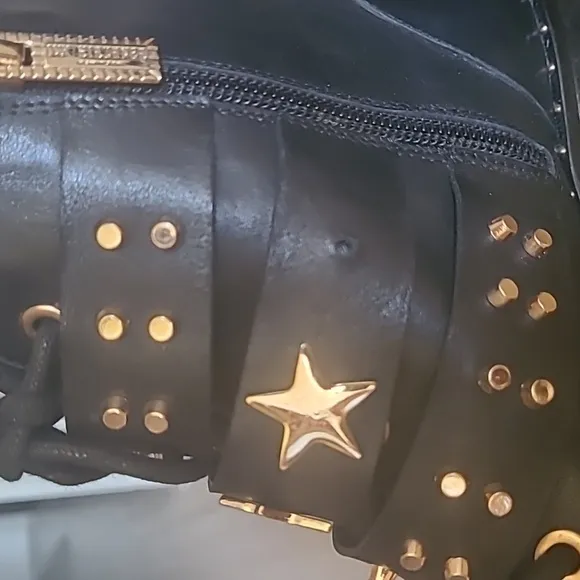 Ivy Kirzhner Steampunk Studded Ankle Boots Leopard Pointed Booties Sz 37/US 6.5